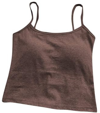 Generico Mezzi Busti In Silicone Bretelle da donna in cotone primaverile e autunnale Bellissimo gilet posteriore integrato con pettorali avvolti sul Tinta unita Abbigliamento (Coffee, One Size)