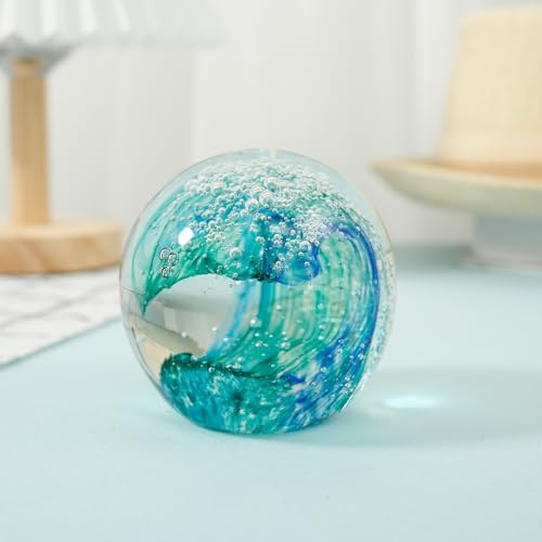Foppla Figurines en verre soufflé à la main - Boule en verre soufflé à la main - Presse-papier - Boule en verre - Décoration d'aquarium pour la maison et l'aquarium