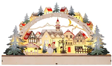 37,8 x 21,6 cm schönes Weihnachtsdorf aus Holz, Weihnachtsdorfhäuser, Weihnachtsstadt, Weihnachtsdorf-Display, Weihnachtsdekoration für den Innenbereich, für Feiertags-Displays,