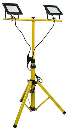 Latrans LED Baustrahler mit Stativ 100W Doppel 2x 50W Strahler 4000K Arbeitsleuchte Arbeitsscheinwerfer 5m Bauscheinwerfer Baustellenlampe innen außen höhenverstellbar (Gelb)