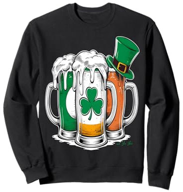 Chope à bière Saint Patrick Trèfle irlandais Sweatshirt