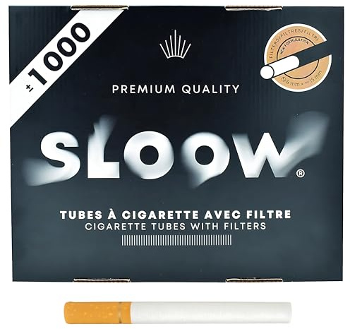 SLOOW Boîte de 1000 Tubes à Cigarettes, Préservation des Saveurs, Filtration et Tirage Optimaux, Fabrication Européenne, Qualité Premium, Compatibles Toutes Machines à Tuber, 41682017