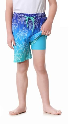 ANTLOOWW badbyxor pojkar snabbtorkande boardshorts med dold ficka med dragkedja, vattensport pojkar badshorts med nätfoder, blå, 13 år