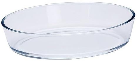 SMASOLO High Borosilicate Glass Oval Baking Pan 1.6l Heat Resistant Microwave Oven Baking Tray for Casserole and Oven Use