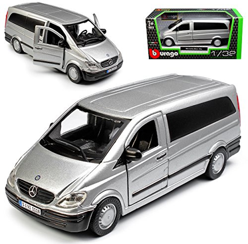 alles-meine.de GmbH Mercedes-B Vito V-Klasse W639 Silber 2003-2014 1/32 Burago Modell Auto mit individiuellem Wunschkennzeichen