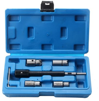 Kits de escariador de limpieza de asiento de combustibles de acero, 6 piezas, herramienta de alta durabilidad para reparación eficaz de automóviles, mantenimiento de combustibles, inyector de asiento