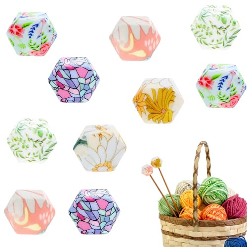 10 st hexagontryck stickor nålstoppare, silikon sticknålar punktskydd färgglada stickade nåländar nåländar nålspets stoppare sticktillbehör för nybörjare stickning hantverk gör-det-själv