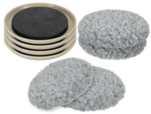 sourcing map Lot de 4 patins de meubles ronds amovibles et réutilisables en plastique de 12,7 cm, patins de chaise à double usage avec chaussette en bois dur pour moquette, carrelage, sol en bois dur
