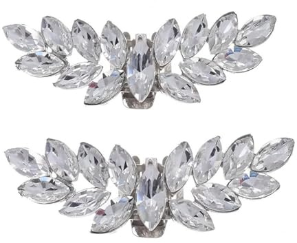 TRIXES 1 Paar Strass-Schuhclips Kranz - Schuhaccessoire | Schuhdeko im Schnallenstil - Für Hochzeit, Party, Abschlussball u. mehr - Elegantes Silber