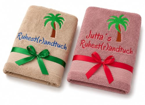 Ruhestrandtuch Geschenk zum Renteneintritt Handtuch / Badetuch / Saunahandtuch 100% Baumwolle personalisierbar mit Namen Abschiedsgeschenk Mitarbeiter Ruhestand Kollegin Geburtstagsgeschenk Rentner