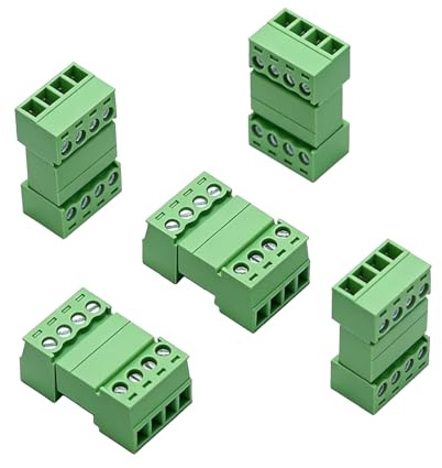 wilcractk 5Sets 4-Pin 15EDGRK 3.81mm/0.15in Neigung PCB Mount Schraube Steckbare Klemmenblock Stecker für 28-16AWG Stecker 4 Polig für elektronische Geräte und Leiterplatten