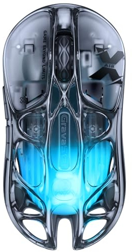 GravaStar Mercury X Air Wireless Gaming Mouse 8K Polling | 56g Magnesium Alloy Gaming Mouse with PAW3950 Sensor, Hollow Frame, RGB Lighting and 5 Programmable Buttons