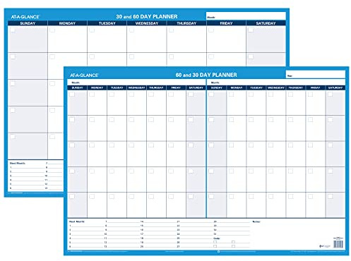 AT-A-GLANCE Wall Planner / Calendar, Undated, Erasable, 30/60-Day, 36 x 24, White/Blue (PM233-28)