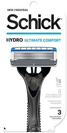 Schick Hydro 5 Disposable Razor for Men with Hydrating Gel Reservoir, 3 Count (Pack of 1)