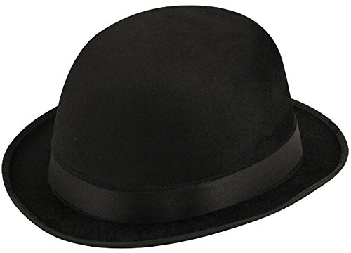 CHARLIE CHAPLIN UNISEXE VELOURS NOIR CHAPEAU MELON ACCESSOIRES DÉGUISEMENT HAT - Noir, Taille unique, One Size