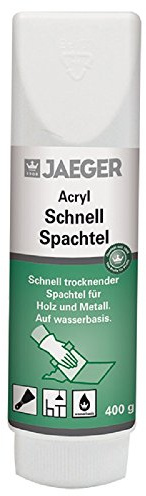 Jaeger Acryl Schnellspachtel, Fleck- und Flächenspachtel, weiss, 400 g Tube
