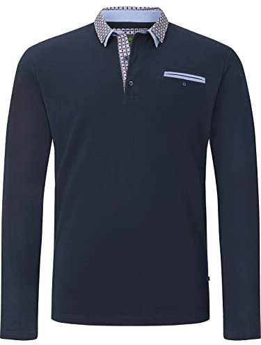 Charles Colby Herren Langarm-Poloshirt Earl Chad dunkelblau, 5XL (XXXXXL) - 72/74