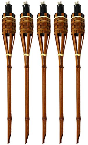 Moritz, 5 fiaccole in bambù deluxe, 90 cm, colore marrone scuro, da giardino
