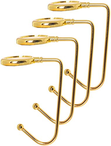 Youning Weihnachtsstrumpf Halter für Kamin Haken für Weihnachtssocken Metallstrumpfhaken Weihnachtsstrumpfclips Kleiderbügelhaken für Home Office Mantel Kamin Weihnachten Neujahr(Golden-4pcs)