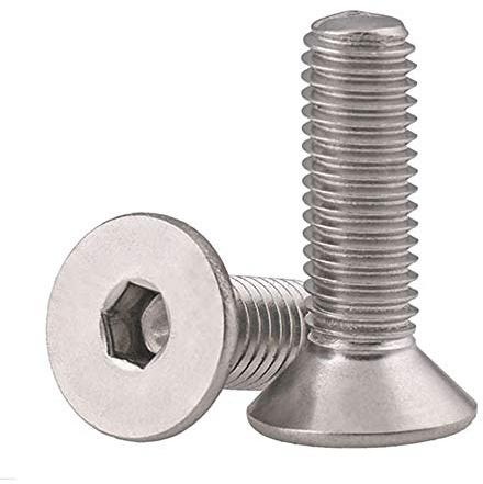 MewuDecor M4-0.7 x 10mm Flat Head Socket Cap Screws Countersunk Bolts, Stainless Steel 18-8 (304), Bright Finish, DIN 7991, Allen Socket Drive, 100 PCS