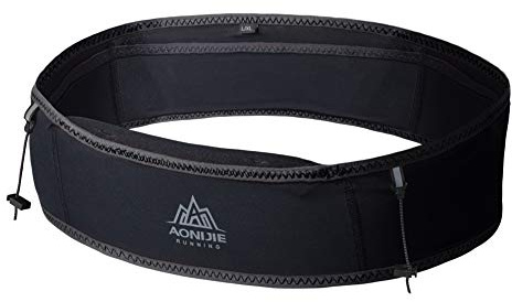 AONIJIE Trinkgürtel, Laufgürtel, mit 250 ml weicher Wasserflasche, Handyhalterung für Trail, Laufen, Klettern, Joggen, Radfahren, Workout, Fitness, 3 Farben, schwarz, L/XL
