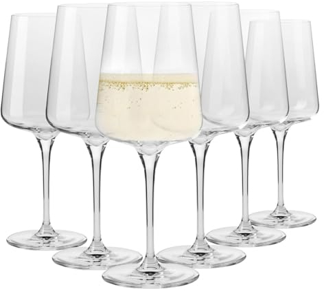 Krosno Copas de vino blanco y espumoso | Set de 6 unidades | Elegantes | Crystal Glass | Vidrio sin plomo | Perfectos para Hogar, Restaurante y Fiesta | Aptas para el lavavajillas