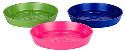 Hum Flowerpots Pack of 3 Saucers, Sturdy Drip Trays, Choice of Size and Colour, for Outdoor/Indoor Plant Pots - 17cm Multi