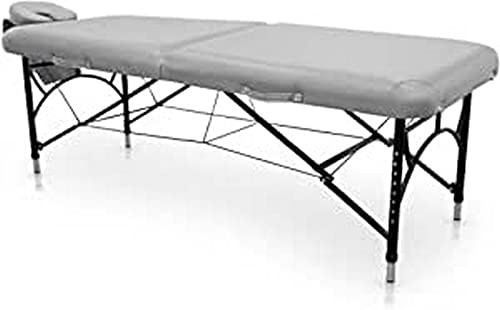 Quirumed Easy Force klappbare Massageliege aus Aluminium, silberfarben, Massageliege, Kunstleder, hochdichte Polsterung, höhenverstellbar, leicht, bis 210 kg