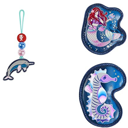 Step by Step Magic MAGS Reflect „Star Seahorse Zoe“, 3-teilig, reflektierendes Motiv, 2 Magnet-Applikationen und 1 Anhänger, Ergänzung für Schulranzen oder Rucksack, blau-rosa