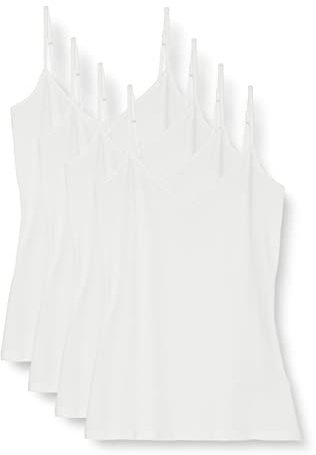 Amazon Essentials Women's Knitted V-Neck Layering Cami (Available in Plus Size), Pack of 4, White, XXL