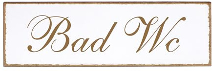 Dekolando Deko Türschild - Bad Wc - Schild 150 x 50 mm - Schilder Türschilder Namensschilder Wohnung selbstklebend Holzschild Tür Holzschilder