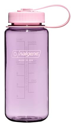 Nalgene Sustain Tritan BPA-fri vattenflaska tillverkad med material härledd av 50% plastavfall, 16 oz, bred mun, körsbärsblom