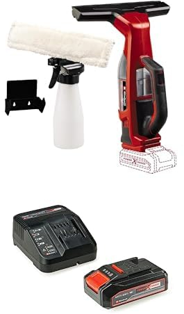 Einhell Lavavetri a batteria BRILLIANTO Power X-Change + Einhell Pxc Starter Kit 18 V, Batteria 2,5 Ah E Caricabatteria Power X-Change, Nero Rosso, 10 x 15 x 11.3 Cm