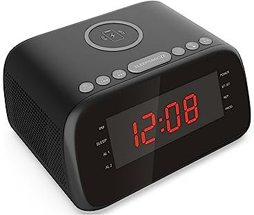 ERICAT Bluetooth Speaker with Digital Alarm Clock, Smart Alarm Clock Speaker, FM Clock Radio, Adjustable LED Night Light And 3 Brightness Levels, Easy To Operate, For Bedroom, Home, Adaptor