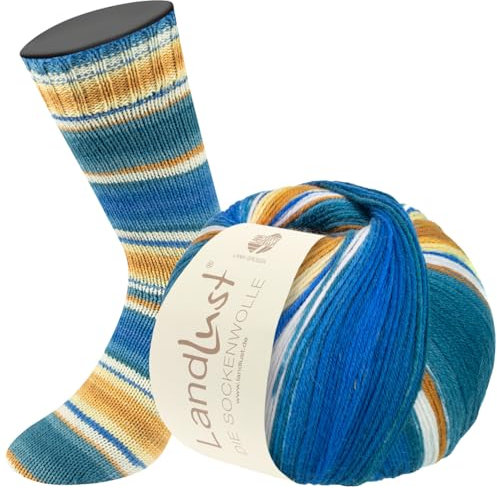 LANA GROSSA Landlust die Sockenwolle | Garn aus Merinowolle in verschiedenen Farben | Handstrickgarn aus 80% Schurwolle (Merino) & 20% Polyamid | 100g Wolle zum Stricken & Häkeln | 420m Garn FB121