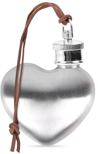 Tycoonest Mini Hip Flask 1oz, Heart Shaped Stainless Steel Flask for Men and Women, Small Portable Pocket Whisky Bottle Silver for Outdoor Party Camping
