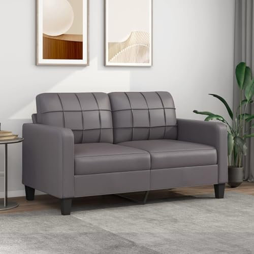 CIADAZ 2-Sitzer-Sofa Grau 140 cm Kunstleder, Sofa Wohnzimmer, Jugendsofa, Relaxsofa, Sofas & Couches, Sofa Für Schlafzimmer, Jugend Kinderzimmer