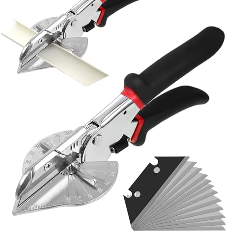 Taglierina a 45 gradi, forbici oblique per canalina dei cavi, taglio preciso in legno morbido PVC MDF, regolabile da 45 a 135 gradi con 12 lame di ricambio