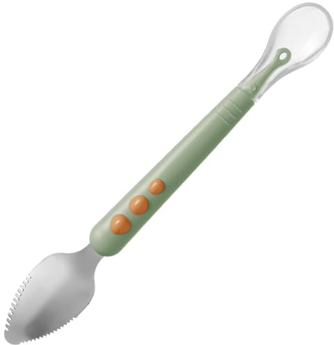 Abaodam Double Head Baby Silicone Spoon Infant Fruit Puree Spoon for Scraping Soft Feeding Baby Weaning Essentials Safe Feeding Supplies for Infant and Toddler 1 Pack