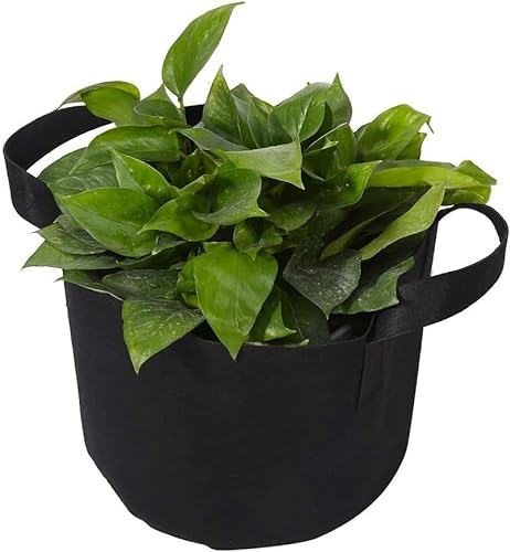 Tissting Pflanzsack 29 x 41 cm 10 Gallon Schwarz Filz Pflanztasche mit Griff, Wiederverwendbar Atmungsaktiv Pflanze Wachsende Tasche für Tomaten Gemüse Blumen