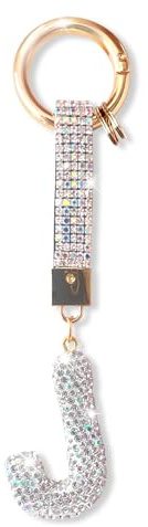 ZVRSUA Schlüsselanhänger Buchstabe mit Strass，Schlüsselanhänger Name，Schlüsselanhänger Mädchen Frauen,Bag Charms,Rucksack Anhänger，Schlüsselanhänger Gliter，Geschenke für Damen Mädchen，Keychain Silber