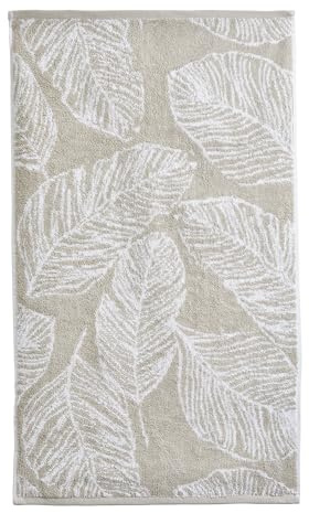 Fusion – Handduk av naturligt blad (50 x 90 cm) – 100% bomull – supermjuk – tropiska palmblad handduk – linne och vit handduk/liten handduk/huvudhandduk – naturligt badrumstillbehör – Matteo