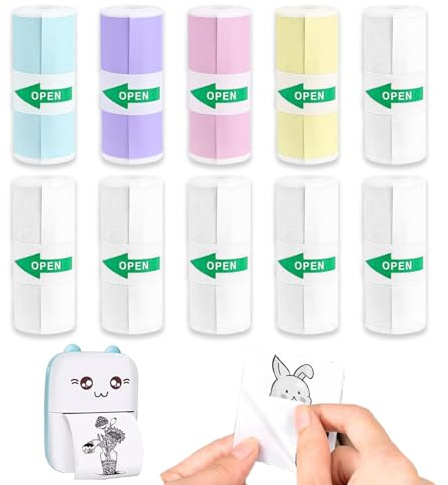 10 Rollen Thermopapier,Thermopapier Kinderkamera,Aufkleber Druckerpapier,Druckerpapier Aufkleber,Mini Drucker Papier,Druckbuddy,Druck Buddy,für Mobiler Fotodrucker(57 x 25 mm)