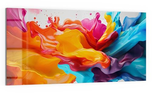 DEQORI Glas-Magnettafel | 100x50 cm cm groß | Motiv Wellen der Vitalität | Memo-Board aus Glas | Magnetboard inkl. Magnete, Stift & Tuch für Küche & Büro | Tafel magnetisch & beschreibbar