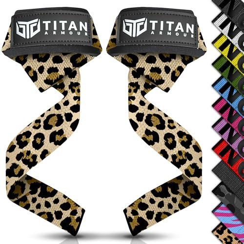 Titan Armour® Gewichthebergurte, extra lang, mit Neopren gepolstert, strapazierfähig, Kreuzheben, Anti-Rutsch-Gel-Option, Fitness-Zubehör für Männer und Frauen (Leopard (kein Gel))