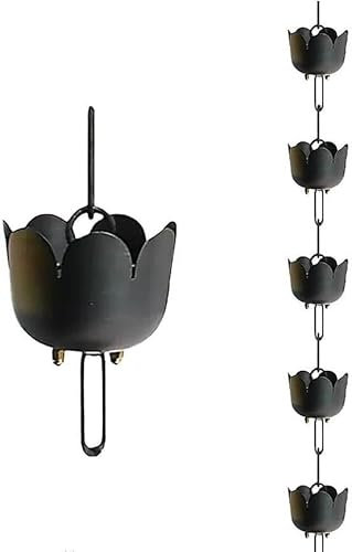 Catene for grondaie in rame, tazze for la raccolta acqua piovana a forma di petalo for il drenaggio delle grondaie, catene for collettori 'acqua piovana in lunghezze personalizzabili(Cooper Made Old,2