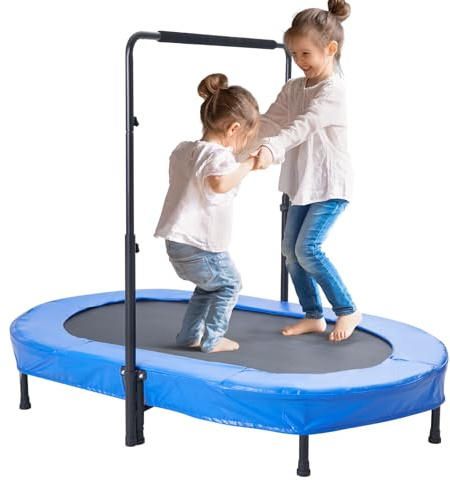 VEVOR Kindertrampolin Indoor/Outdoor-Trampolin faltbares Mini Trampolin mit Griff, Rebounder-Trampolin Gartentrampolin für Kleinkinder, Geburtstagsgeschenk für Kinder ab 3 Jahren für Spaß, Blau