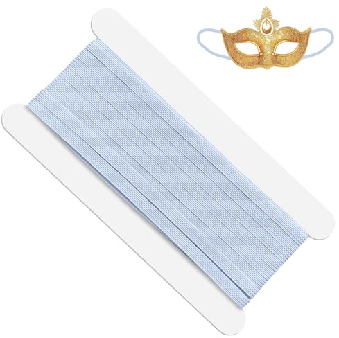 10m Elastic for Sewing, 1/4 Inch Wide Elastic Cord, White Elastic, for Clothing Accessories Handicrafts Masks DIY, Belts and Headwear