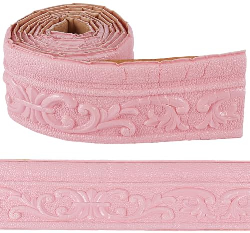 craspire 3D Kronenleiste In Rosa Zum Abziehen Und Aufkleben Flexible Zierleisten Bordüren Kantenstreifen Schaumstoff Spiegelrahmen Fußleiste Selbstklebende Wandlinien Für Deckenwände Zuhause Küche