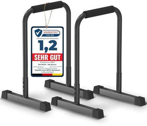 DH FitLife Dip Barren Bars | Dip Stange & Verstellbare Dip-Station 80-90 cm | Parallettes für Calisthenics & Krafttraining | Stabil & Sicher | Indoor & Outdoor Fitness Equipment